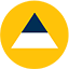 A yellow warning triangle with a thick black border contains an upward-pointing white triangle. The background is transparent, making the symbol suitable for overlay purposes.