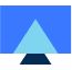 Blue rectangle with a light blue triangle on top of it.