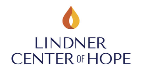 Lindner Center of Hope logo with orange and yellow flame design above text.