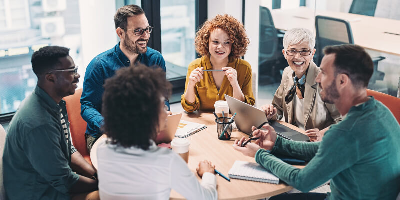 Multiracial group of business people having a meeting