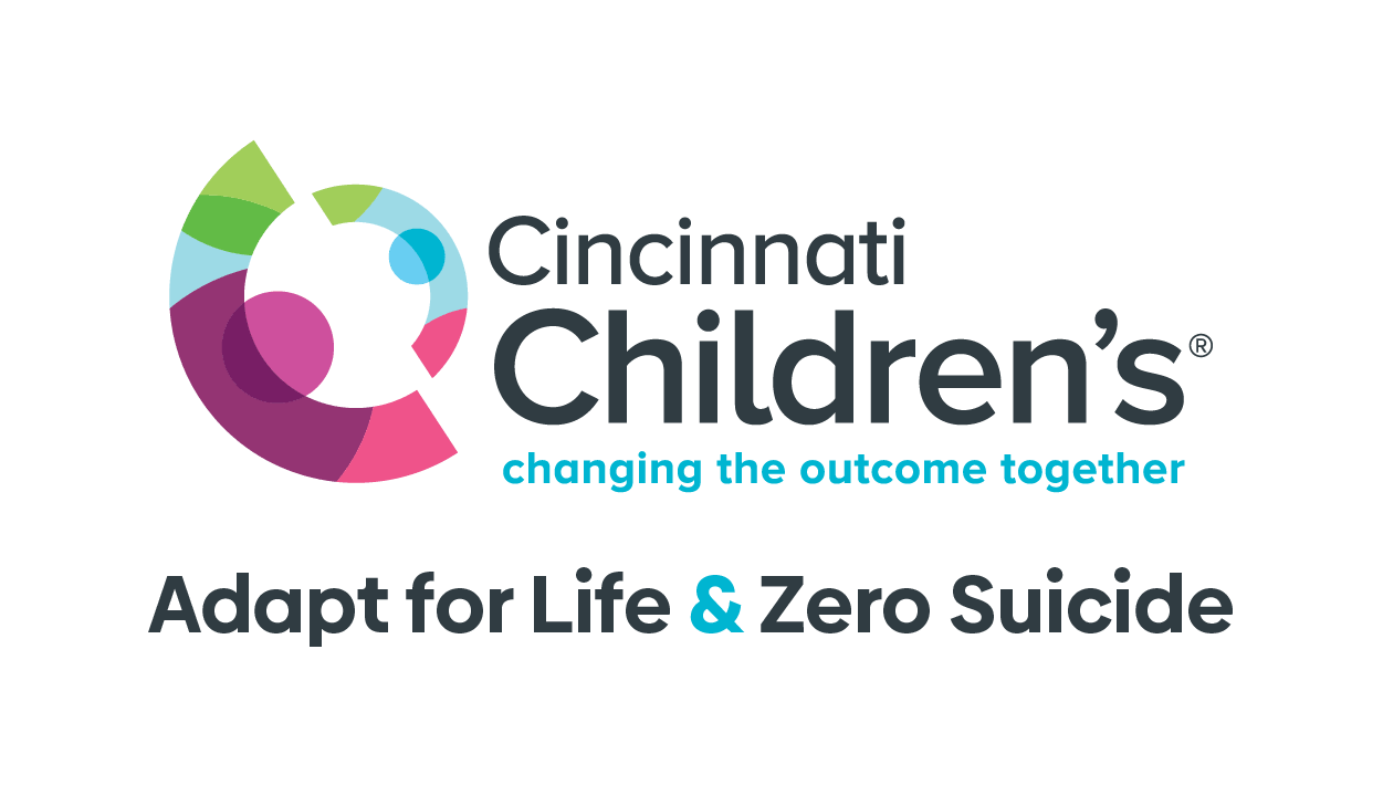 Cincinnati Children's Logo with Adapt for Life and Zero Suicide