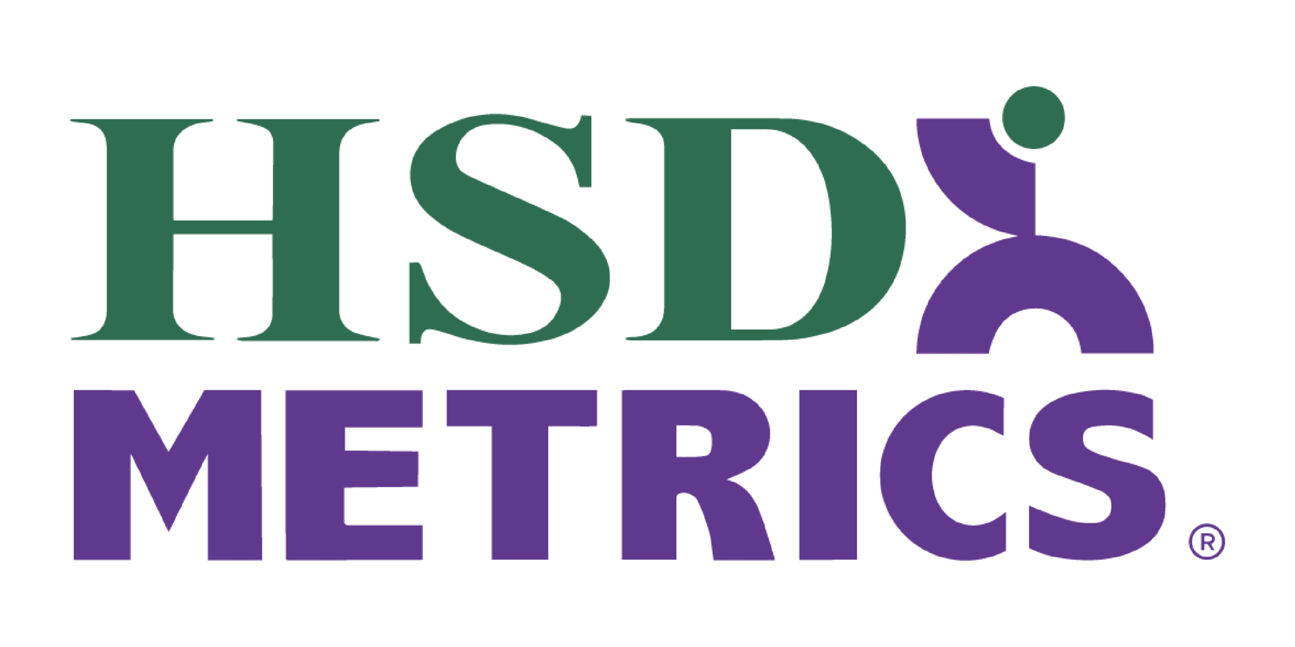HSD Metrics logo with HSD in teal and Metrics and graphic in Purple