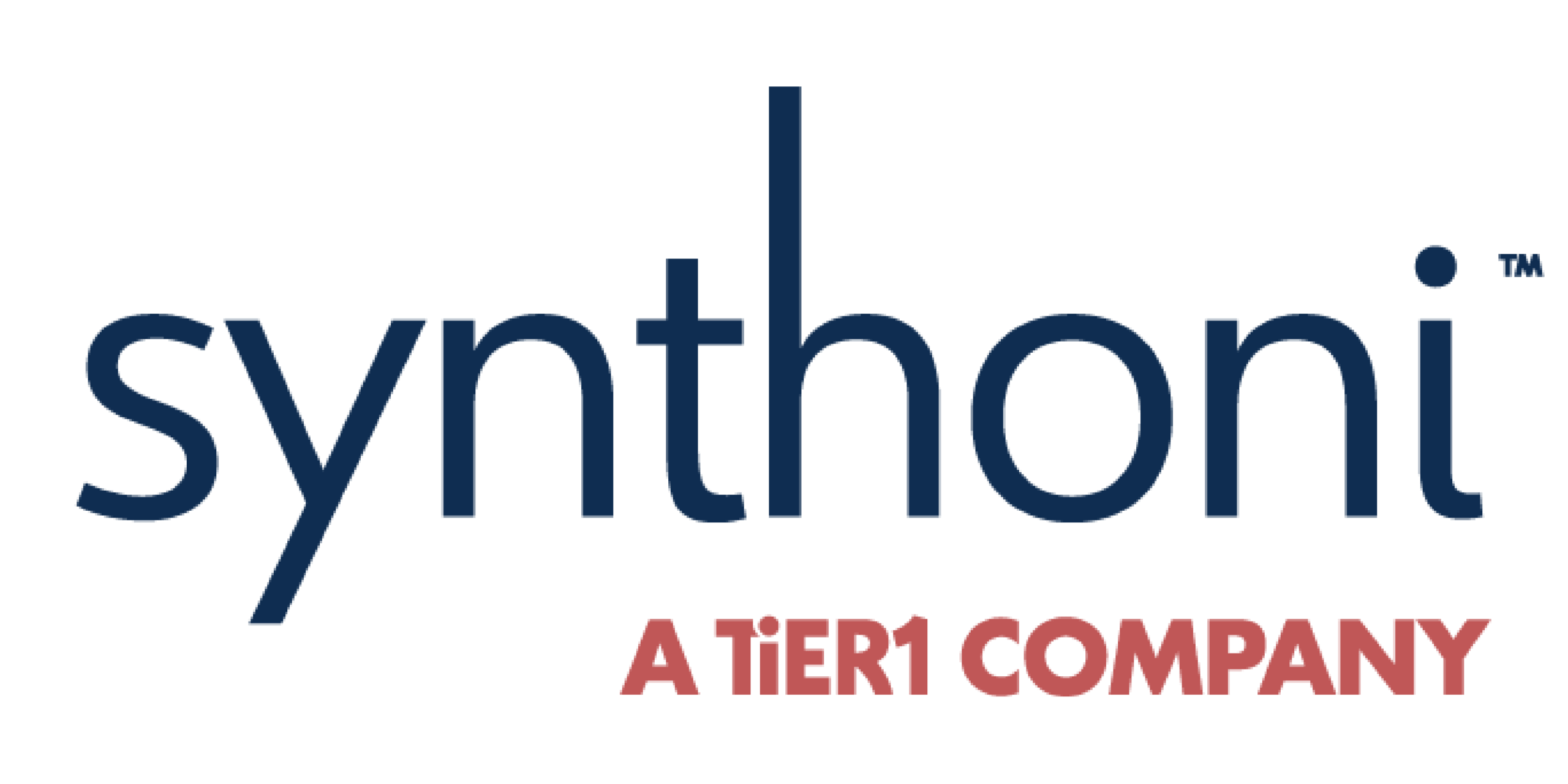 synthoni a Tier1 company logo, with synthoni in navy and 'A TIER1 COMPANY' in orange