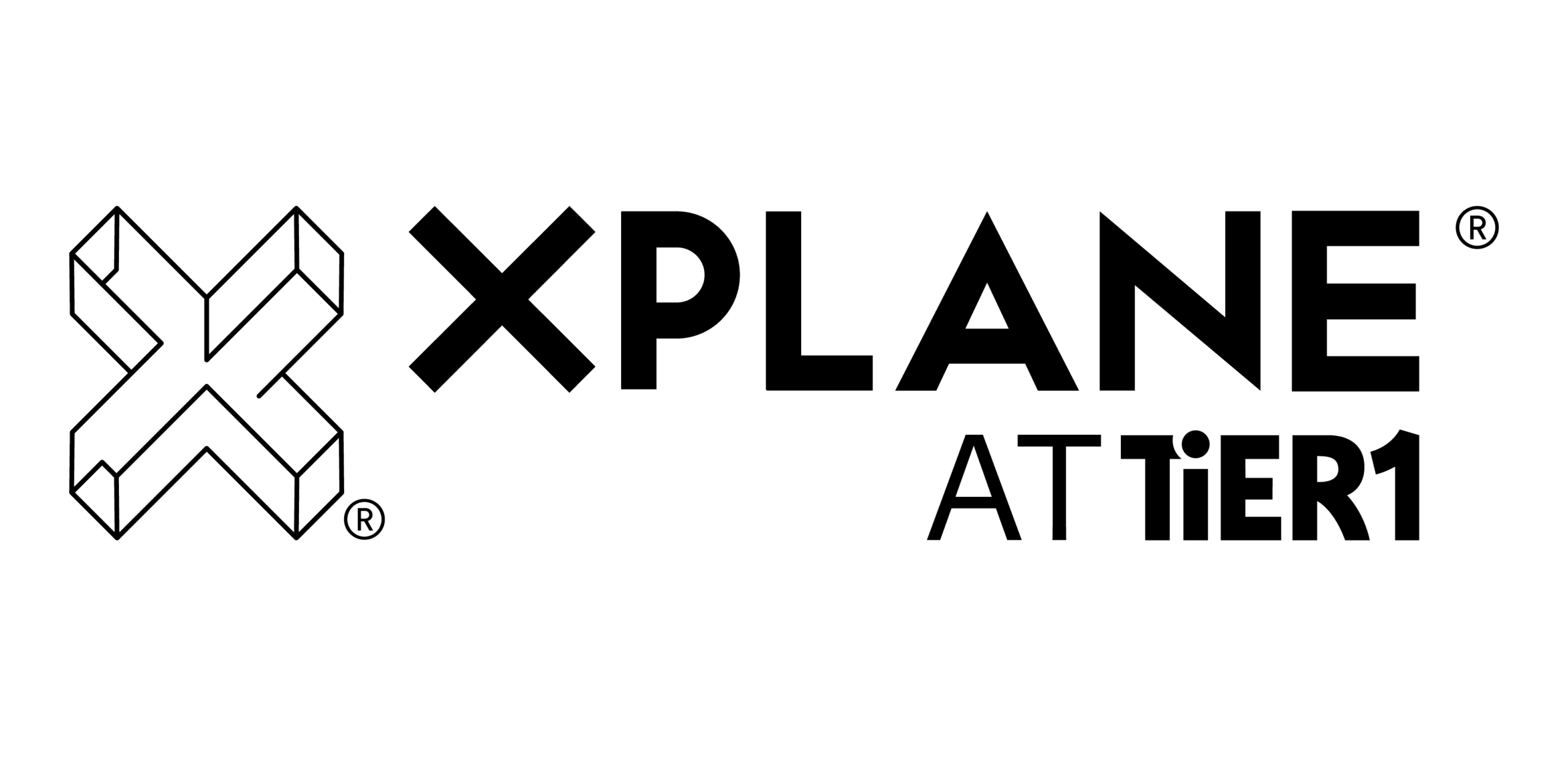 XPLANE at Tier1 logo in black with X graphic in front