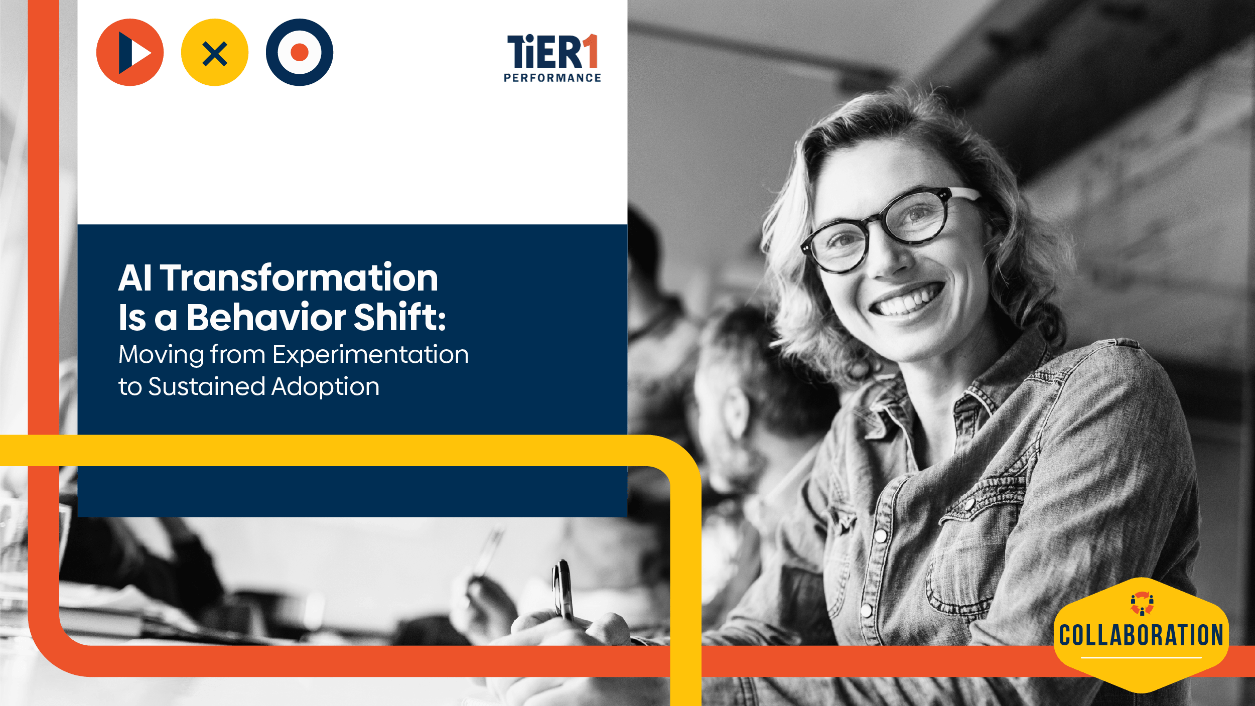 Webinar title slide with woman staring at the camera